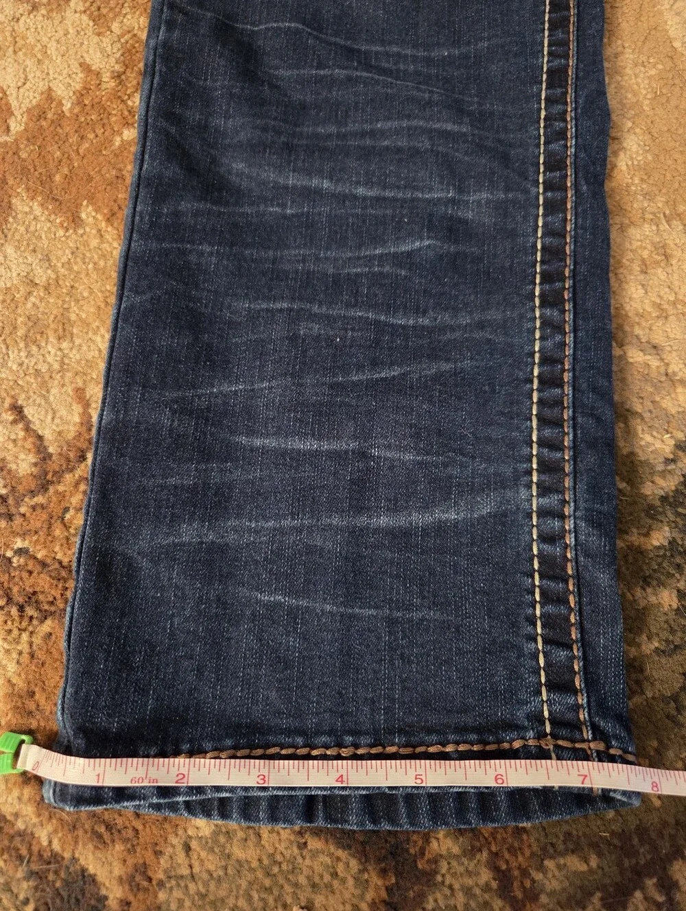 True Luck Men's Jeans Stretch Medium Wash Size 34x30 Embroidered Bootcut EUC